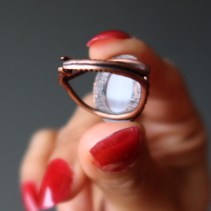 rose quartz antique copper ring