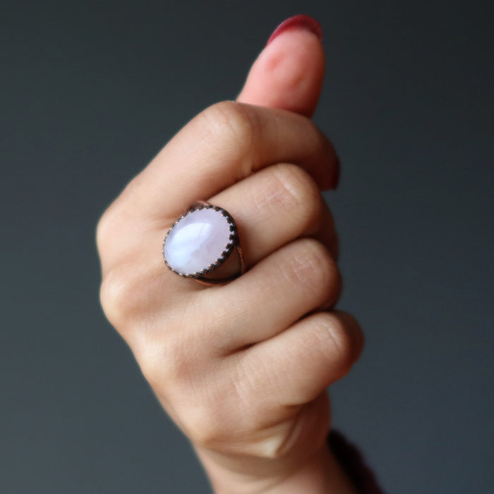 rose quartz antique copper ring