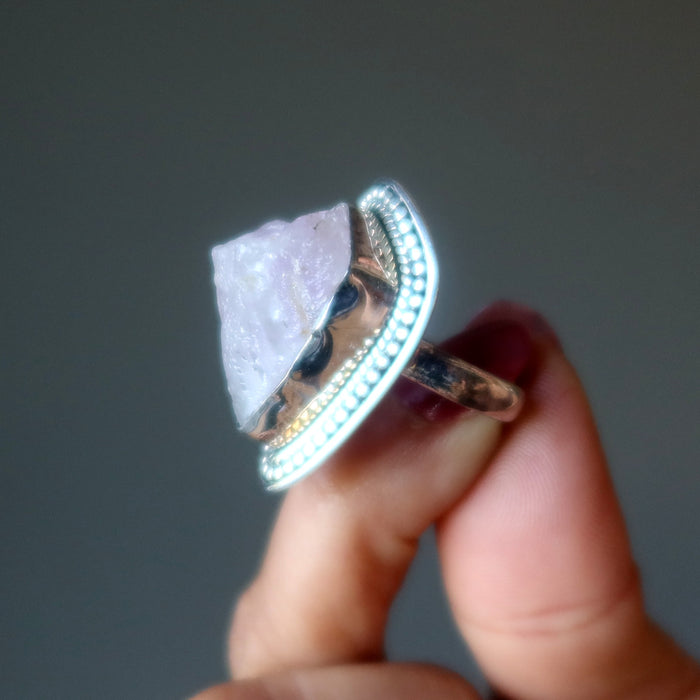 rough rose quartz ring