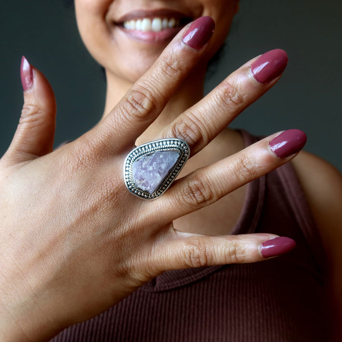 rough rose quartz ring