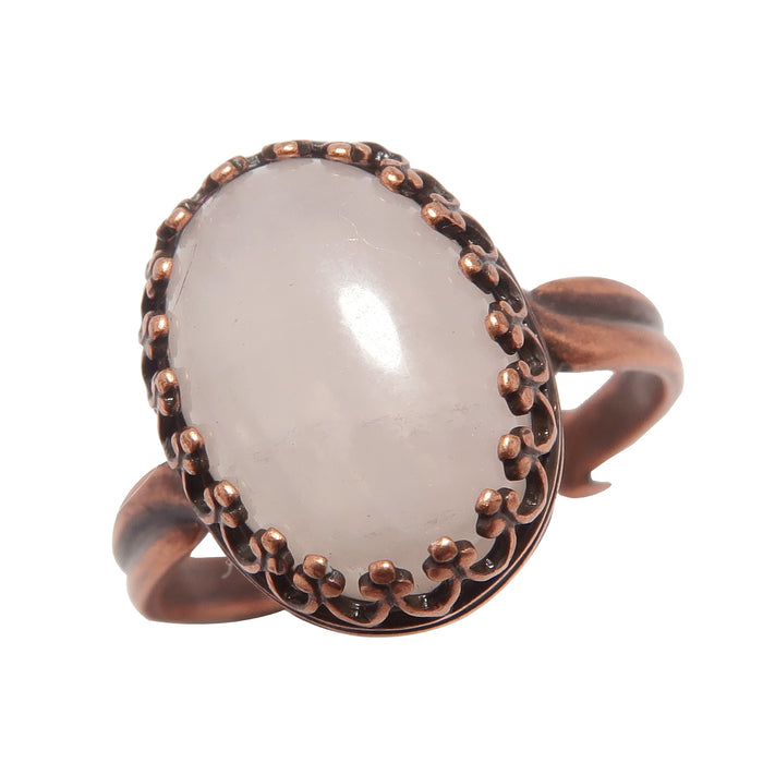 rose quartz antique copper ring