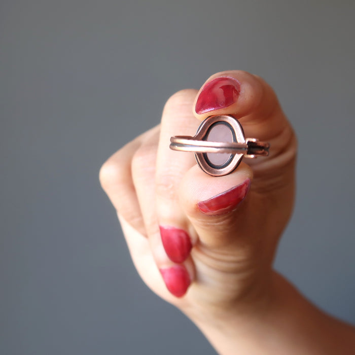 rose quartz antique copper ring