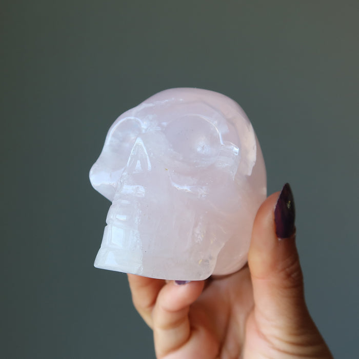 rose quartz skull
