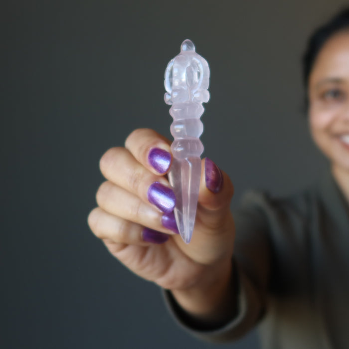 Rose Quartz Phurba Wand Pink Heartbreak Healer