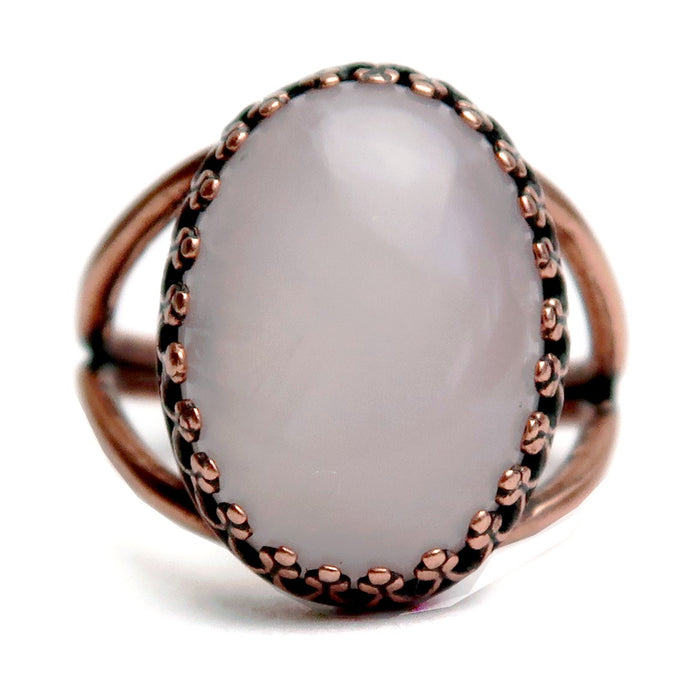 rose quartz antique copper ring