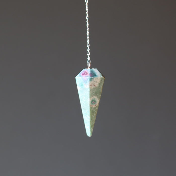 ruby fuchsite pendulum on sterling silver chain