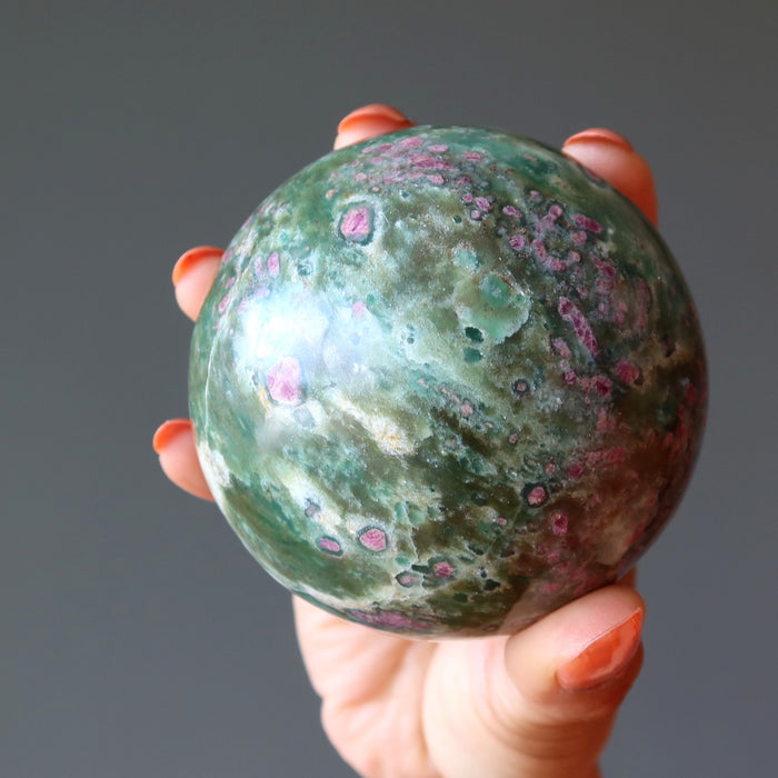 Ruby Fuchsite Sphere Dark Green Lovers Crystal Ball