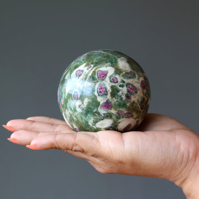 Ruby Fuchsite Sphere Dark Green Lovers Crystal Ball