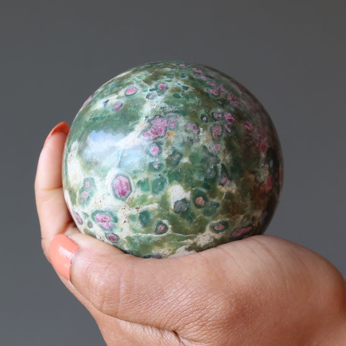 Ruby Fuchsite Sphere Dark Green Lovers Crystal Ball