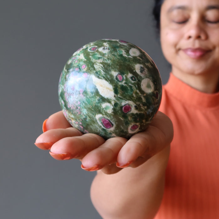 Ruby Fuchsite Sphere Dark Green Lovers Crystal Ball