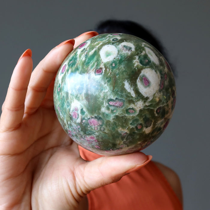 Ruby Fuchsite Sphere Dark Green Lovers Crystal Ball