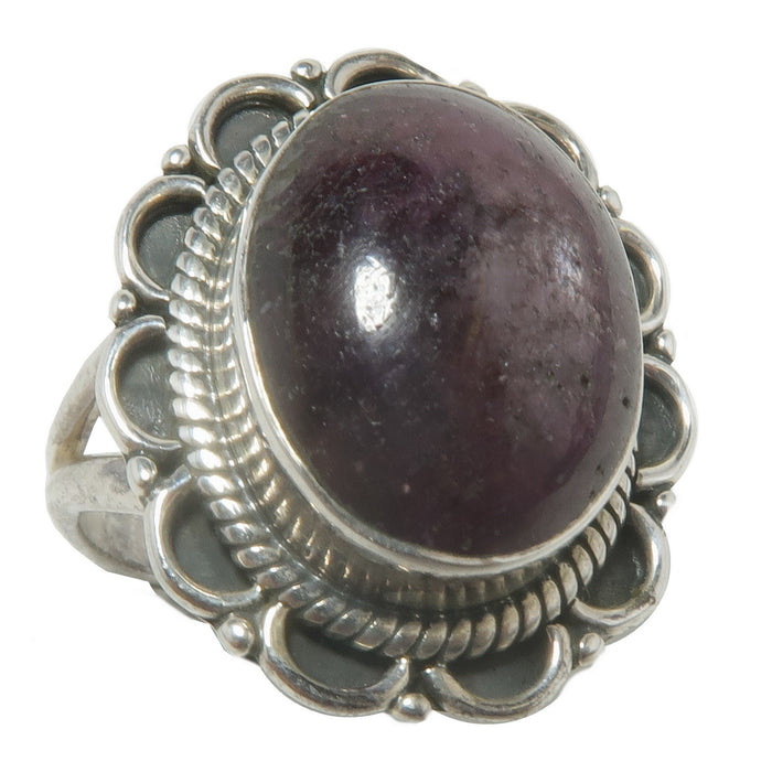 Red Ruby Ring Star Flower Gem Sterling Silver Size 6.25