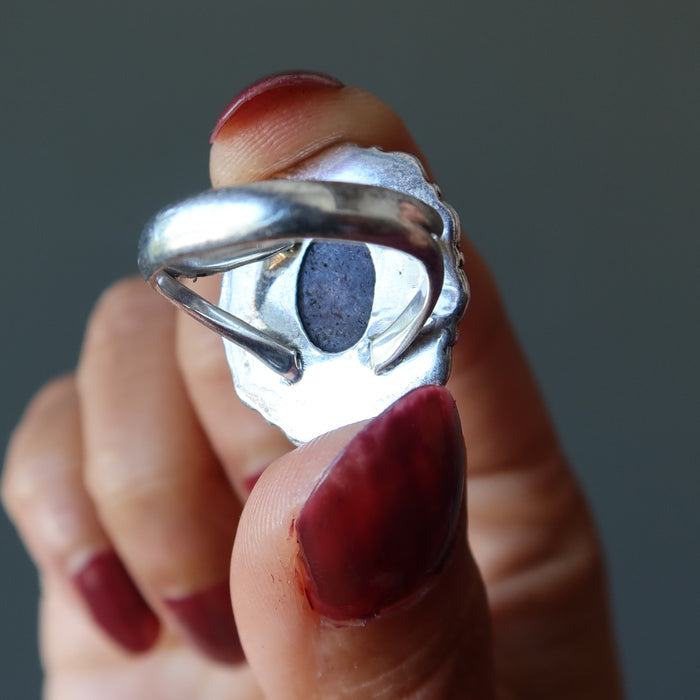 Red Ruby Ring Star Flower Gem Sterling Silver Size 6.25