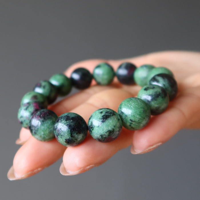 ruby zoisite round stretch bracelet