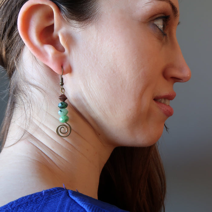 Ruby Zoisite Earrings Spin on Happiness Crystals