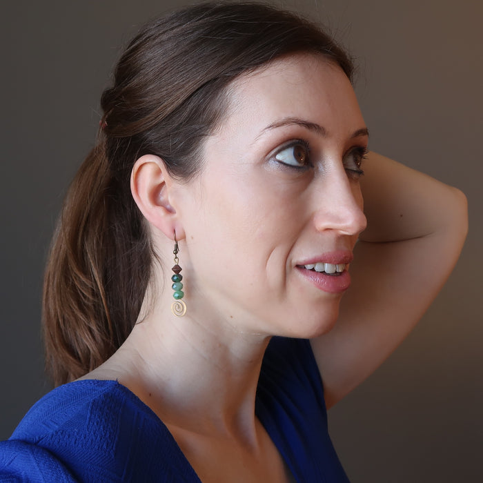 Ruby Zoisite Earrings Spin on Happiness Crystals