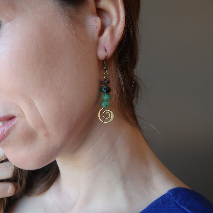 Ruby Zoisite Earrings Spin on Happiness Crystals
