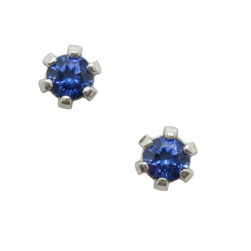 blue sapphire faceted stud earrings