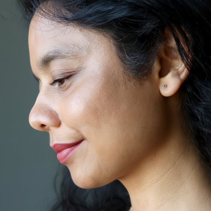 Sapphire Earrings Faceted Blue Gem Studs Sterling Silver
