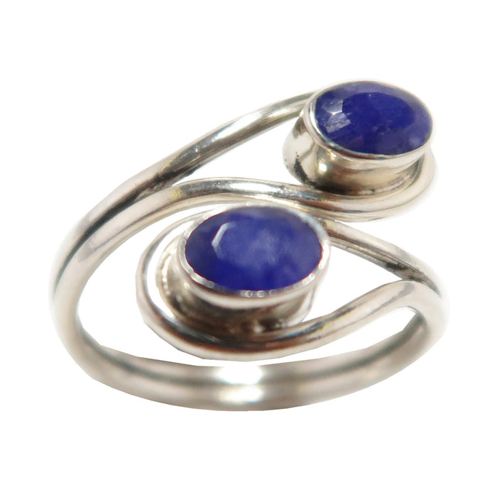 blue sapphire double gem ring