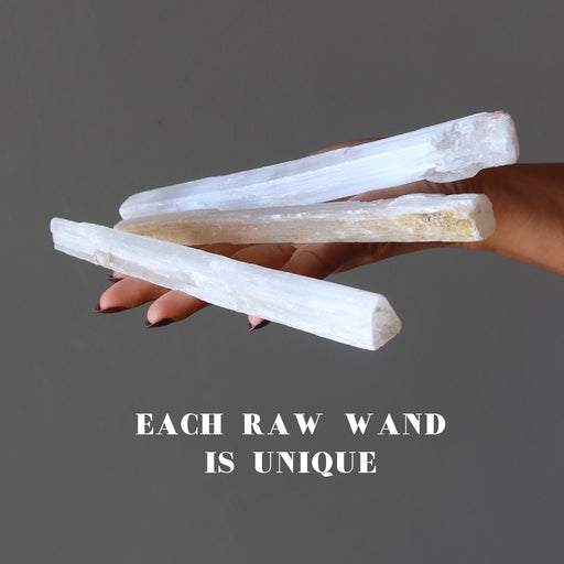 raw white selenite sticks