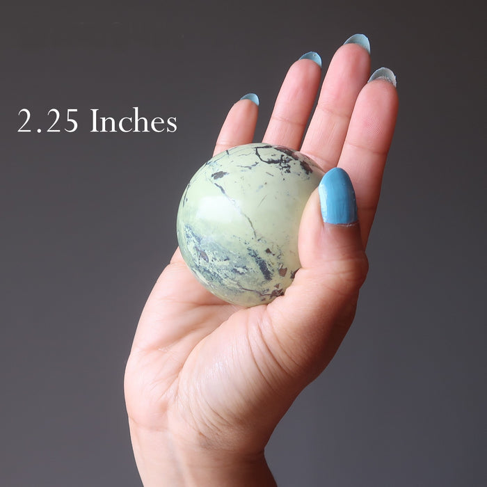 hand holding a serpentine sphere