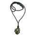 serpentine tumbled stone in macrame necklace