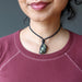 serpentine tumbled stone in macrame necklace
