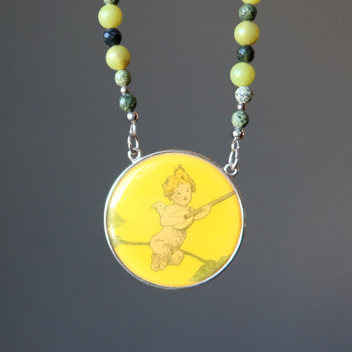 Serpentine Necklace Cupid Sonnet Love Green Crystal