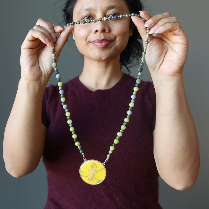 Serpentine Necklace Cupid Sonnet Love Green Crystal