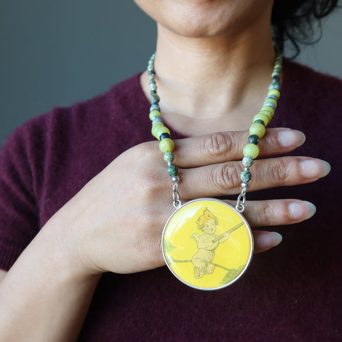 Serpentine Necklace Cupid Sonnet Love Green Crystal