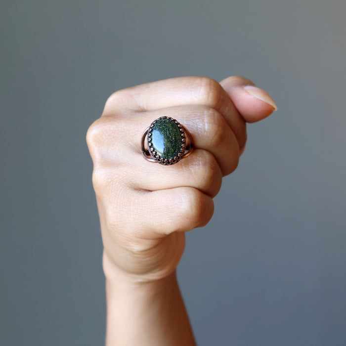 wearing Adjustable Copper Serpentine Ring