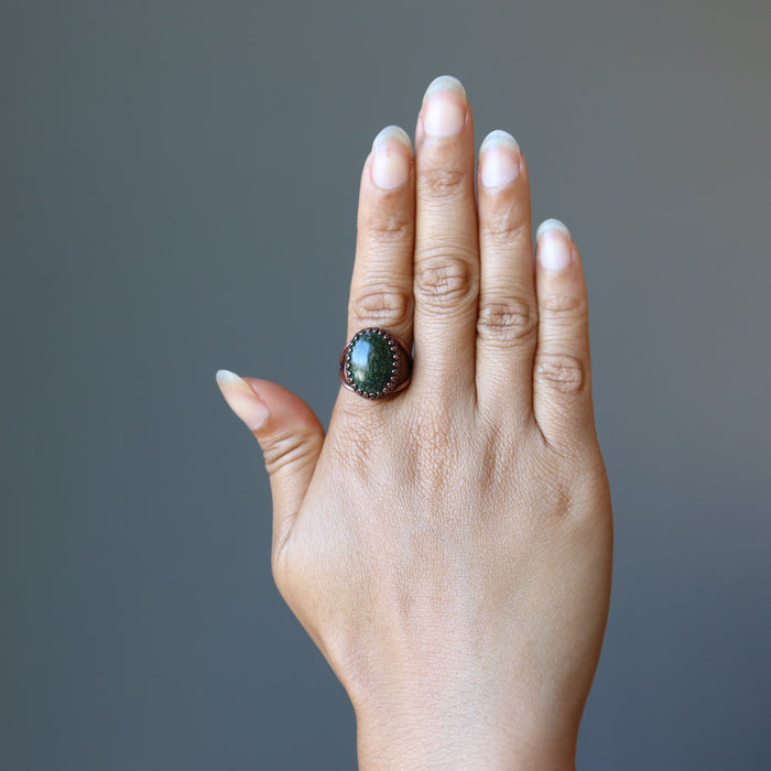 wearing Adjustable Copper Serpentine Ring