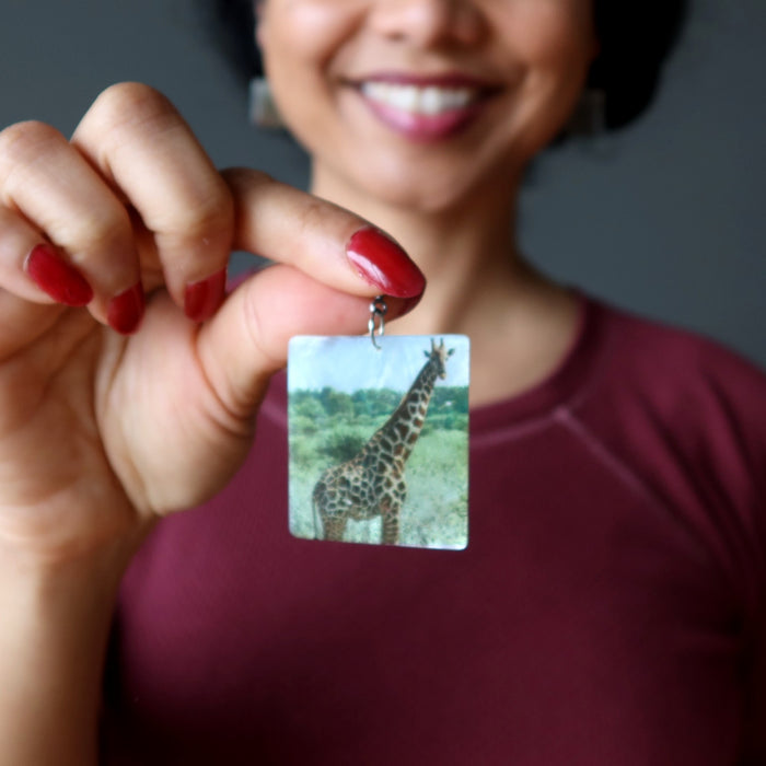 Shell Earrings and Pendant Set Giraffe Jewelry