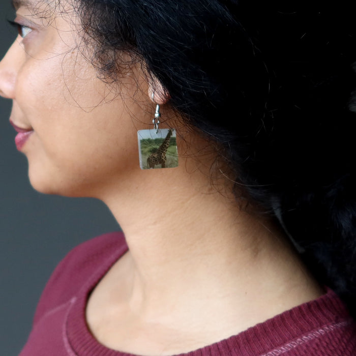 Shell Earrings and Pendant Set Giraffe Jewelry