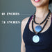 sheila of satin crystals wearing two shungite and rainbow obsidian beaded necklaces showing 18 and 24 inch lengths