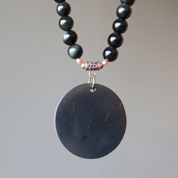 shungite rainbow obsidian necklace