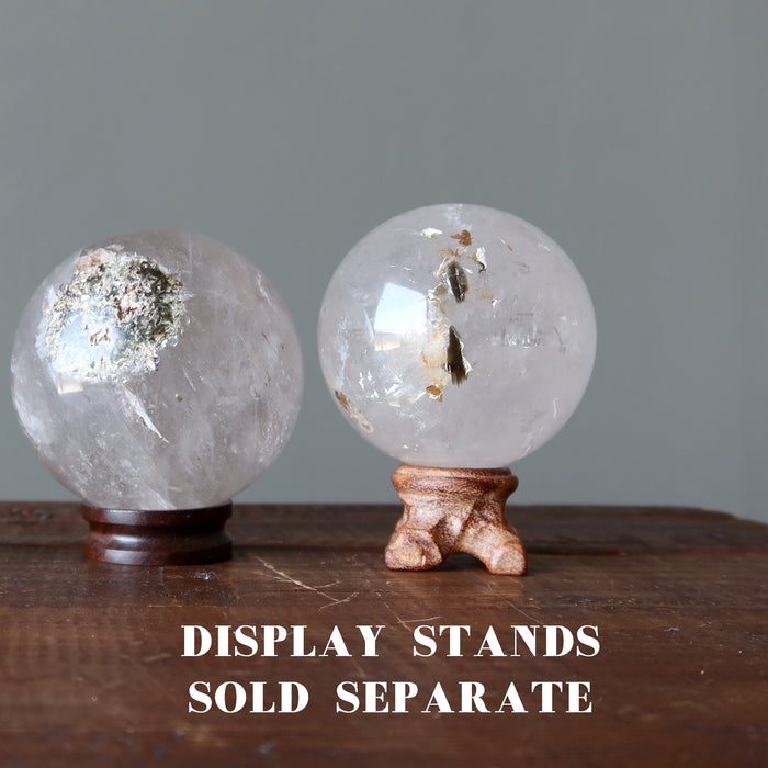 two included smoky quartz spheres on ball stands