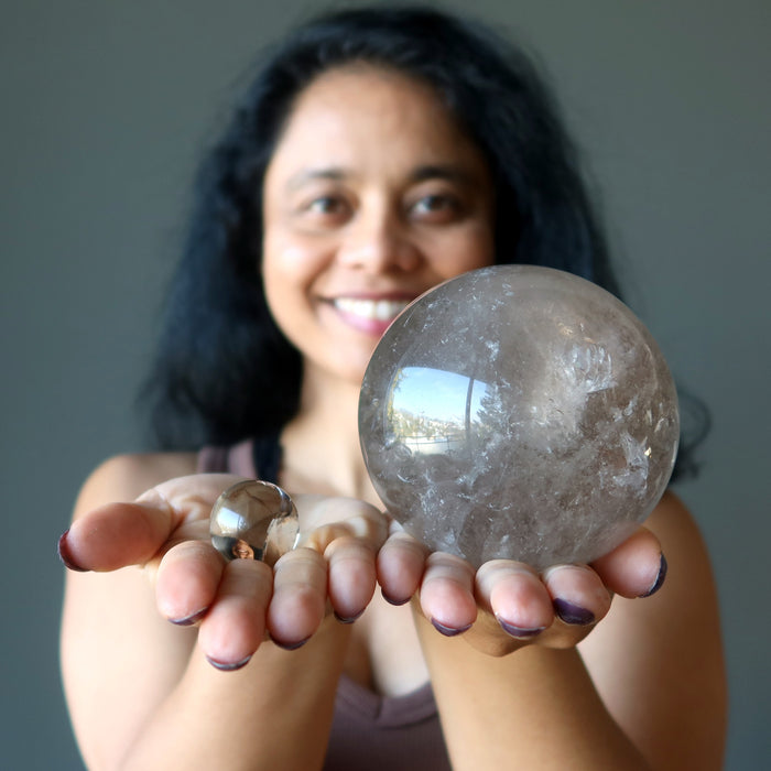 Smoky Quartz Sphere Rainbow Dapper Crystal Ball