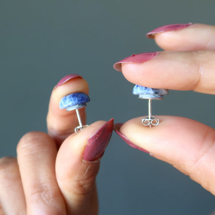 Sodalite Earrings Mindful Blue Studs Sterling Silver