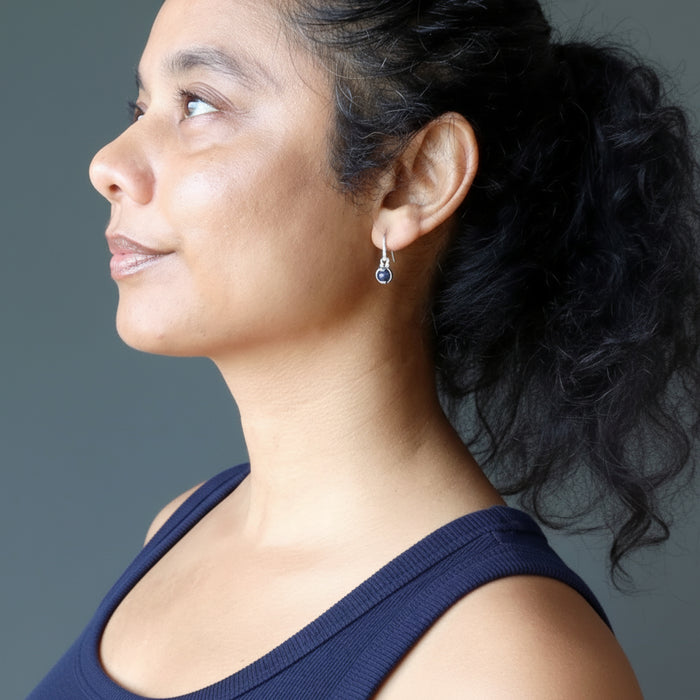 sodalite earrings on model