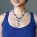 woman wearing sodalite horse necklace