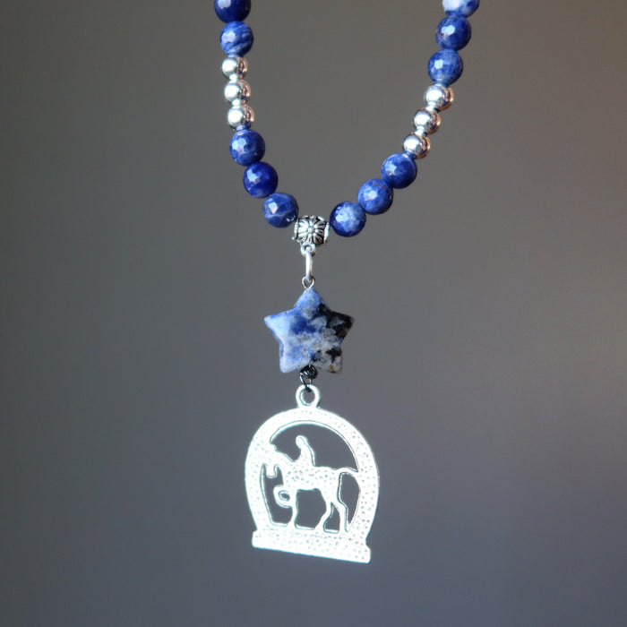 back of sodalite horse necklace