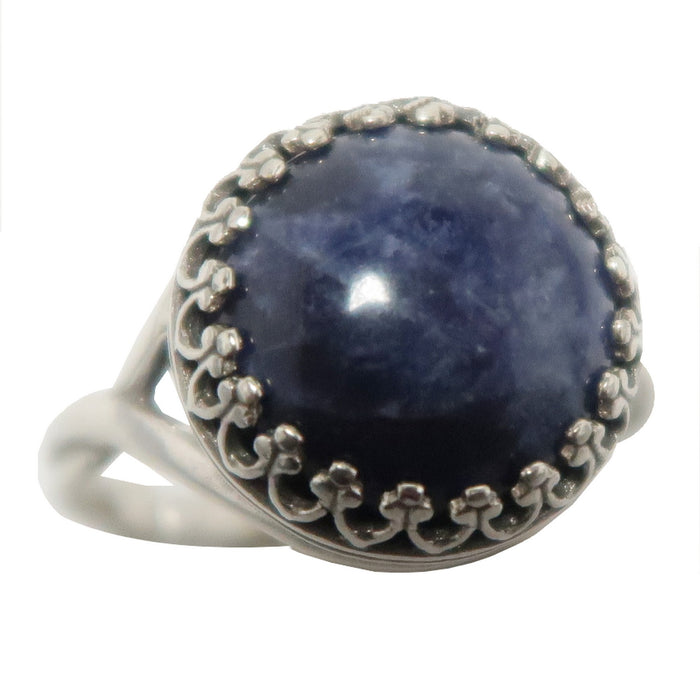 Sterling Silver Adjustable Sodalite Ring 