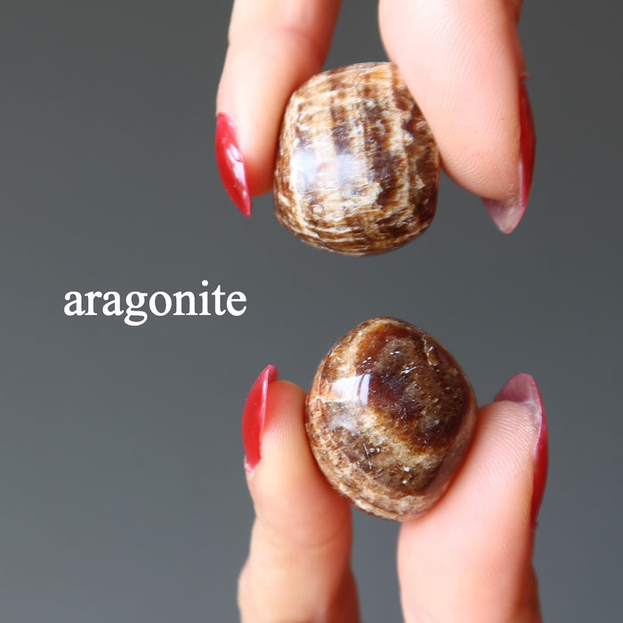 aragonite, honey calcite, septarian tumbled stones