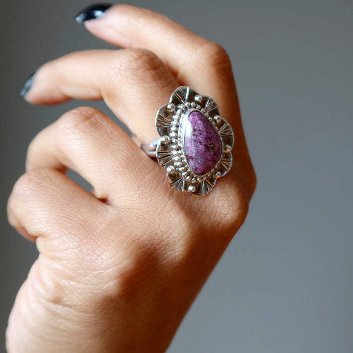 sugilite flower ring