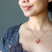 sheila wearing Sunstone Pendant Drop pendant