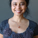 sheila wearing Sunstone Pendant Drop pendant