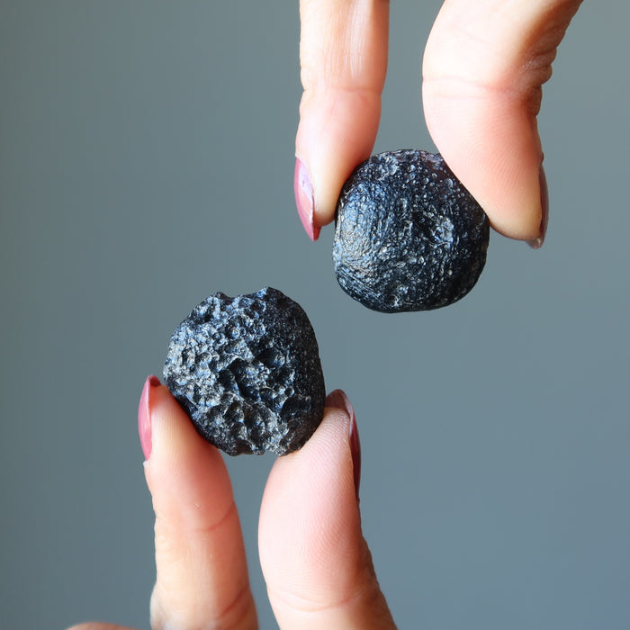 Black Tektite Meteorite Pair Lovers in the Night