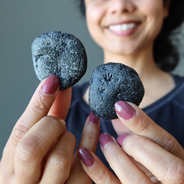 Black Tektite Meteorite Pair Lovers in the Night